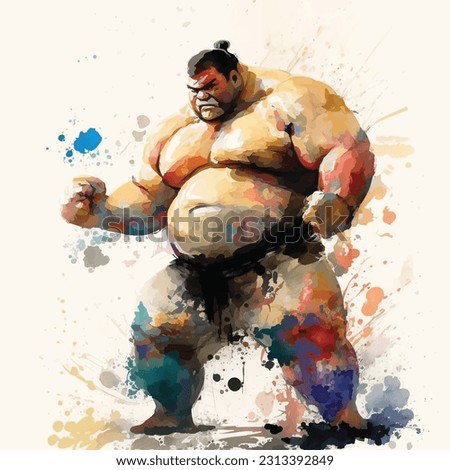 Sumo player vector watercolor paint ilustration