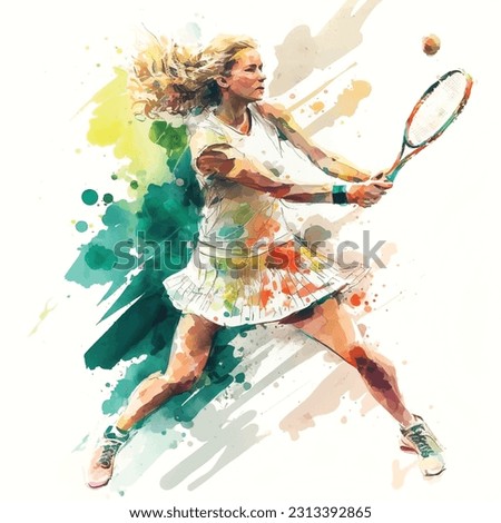 Tenis player watercolor painted vector ilustration