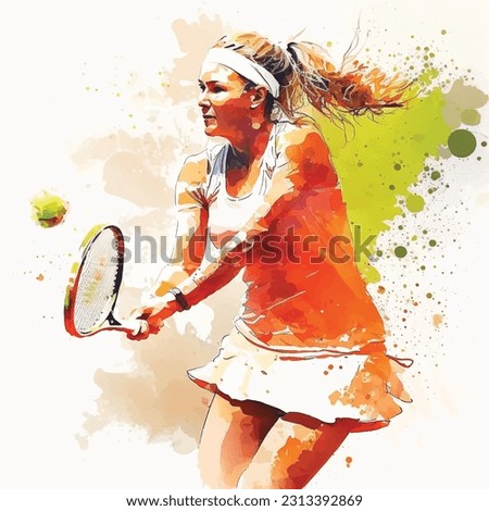 Tenis player vector watercolor paint ilustration