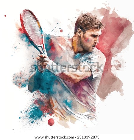 Tenis player vector watercolor hand paint