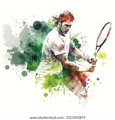 Tenis player vector watercolor hand painted