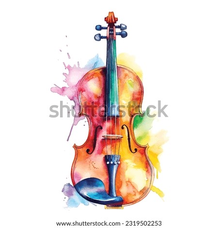 Violin watercolor hand paint ilustration