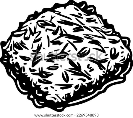 Hash browns, food, isolated, vintage drawing, vector illustration, black color