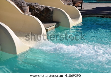 water slide room for your text in pretty blue pool water