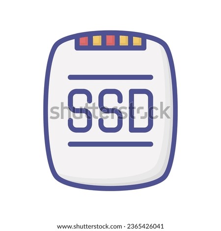 SSD Drive Computer Hardware, Computer Component Outline Filled Color Icon