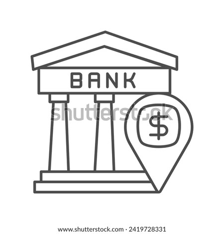 Bank Location icon, business, pin, map, bank thinline icon, editable vector icon, pixel perfect, illustrator ai file