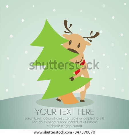 Cute Reindeer Cartoon. Christmas Or New Year Flat Vector Illustration