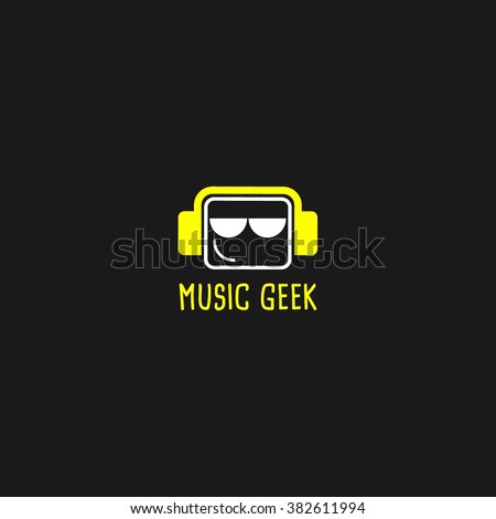 Music geek logo sign. design template. vector illustration. best use for avatar,party, business.