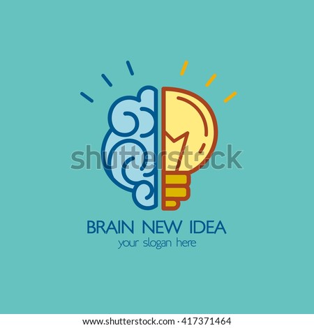 Brain idea design, badges, symbol, concept and logo