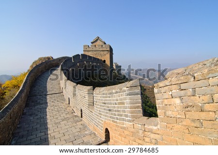 Restored part of the Great Wall between Jinshangling and Simatai (near Beijing, China).