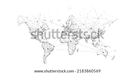 Transportation and connections of the world. Vector illustration created from dots and lines. logistics concept for business on white background.