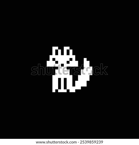 Cute Fox in pixel art - Cute kawaii style pixel animal in retro 1-bit game style - used for presentations, logo, stickers, icons, and can be applied to t-shirt screen printing