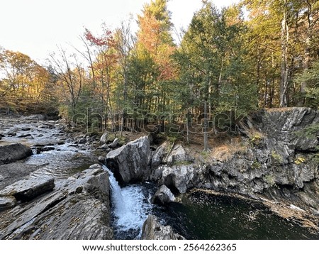 Similar – Image, Stock Photo Waterfall flowing through autumn forest in daylight