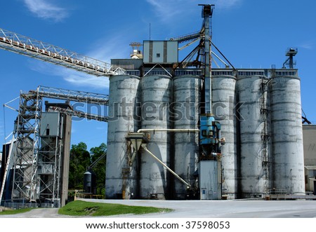 an industrial grain mill or factory