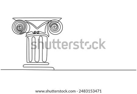 Greek column one continuous line drawing. Minimalist style old building elements, Greek column one continuous line drawing. stock illustration, Greek column one continuous line drawing