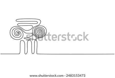 Greek column one continuous line drawing. Minimalist style old building elements, Greek column one continuous line drawing. stock illustration, Greek column one continuous line drawing