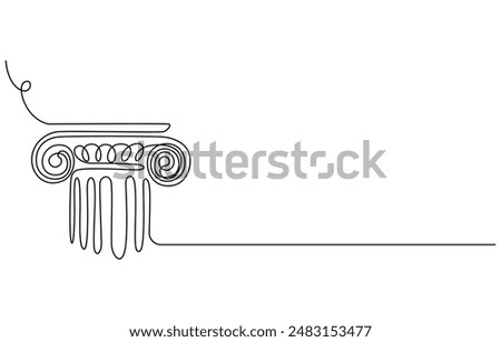 Greek column one continuous line drawing. Minimalist style old building elements, Greek column one continuous line drawing. stock illustration, Greek column one continuous line drawing