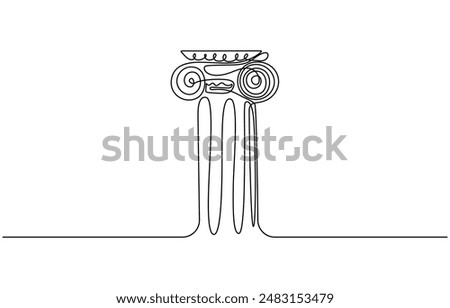 Greek column one continuous line drawing. Minimalist style old building elements, Greek column one continuous line drawing. stock illustration, Greek column one continuous line drawing