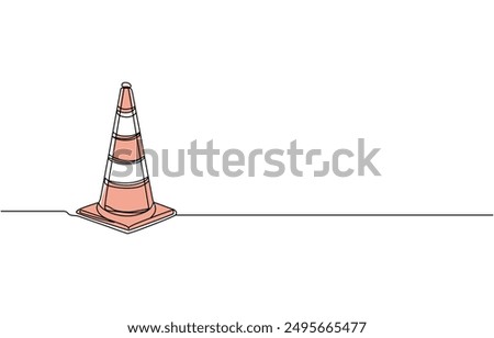 Cone Vector Line Icon - Simple Thin Line Icon, Road cone line continuous line drawing, labor day