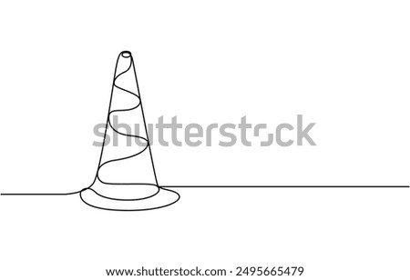 Cone Vector Line Icon - Simple Thin Line Icon, Road cone line continuous line drawing, labor day