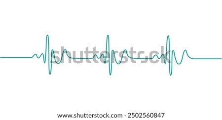 heart pulse Continuous one line drawing. Heartbeat cardiogram healthcare concept. Vector illustration single sketch outline, Heart beat one line. Continuous lines heart beats drawing. Wave pulse.