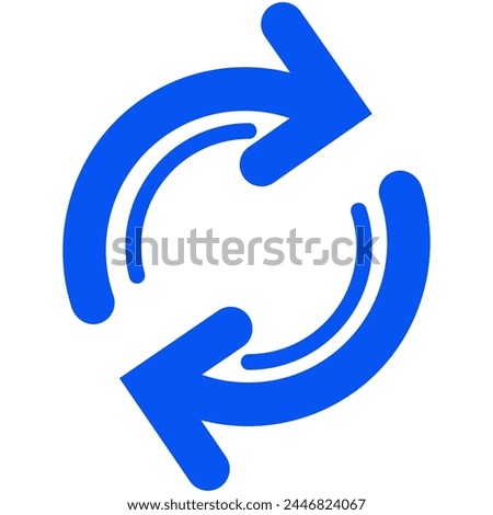  Blue autorenew icon, blue arrow symbol, vector illustration.