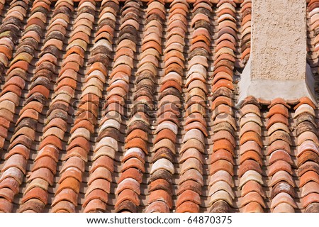 Tiling and chimney of a French rooftop