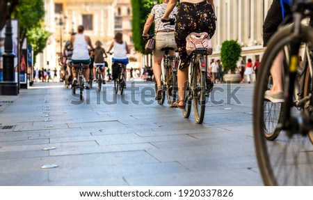 Similar – Image, Stock Photo In a pedestrian zone, red and white pylons block off a construction site