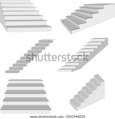 staircase in the house,3d interior staircases isolated on white background. the stair steps collection