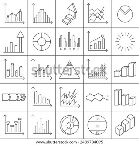 Set of outline chart icons. Minimalist thin linear web icon set. vector illustration. Vector illustration.