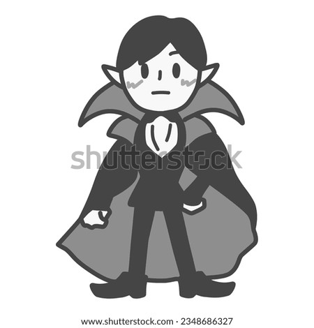 Black-and-white illustration of Dracula with a simple deformed expressionless face.