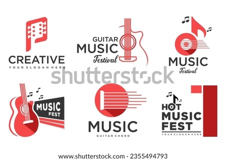 Modern Music Logo - Guitar Clef Symbol.icon set vector illustration