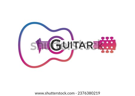 Guitar logo Design Vector Stock Illustration.modern music,Guitar Shop Logo. Rock music festival logo