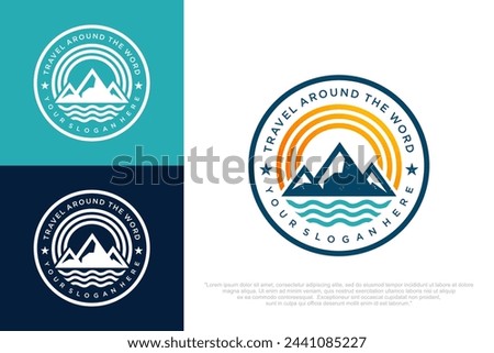 Mountain logo design . Rocks and peaks logo elements . Vector illustration