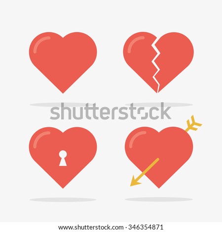 Heart Icons Set In Vector - 346354871 : Shutterstock