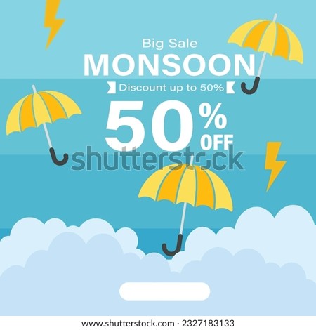 Monsoon season. Rainy season. Illustration of heavy rain. Vector illustration of rain cloud