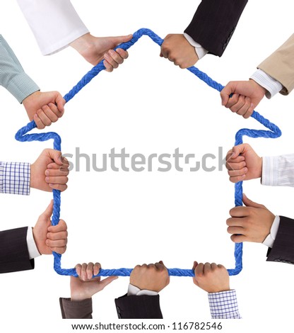 Similar – Image, Stock Photo Rope team with forms made of fabric in the wind