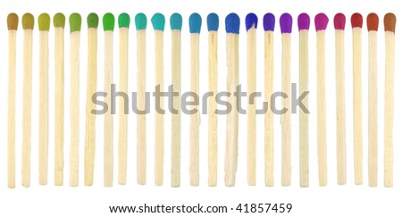 Match sticks with colored heads isolated on white