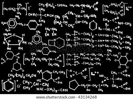 Blackboard With Chemical Formulas - Vector Illustration - 43134268 ...