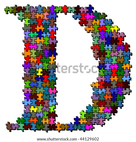 Letter Made Of Colored Puzzle Pieces - Vector Illustration - 44129602 ...