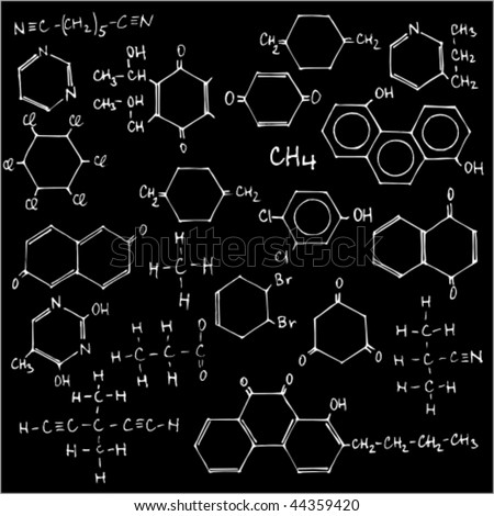 Blackboard With Chemical Formulas - Vector Illustration - 44359420 ...