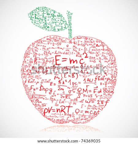 Apple made of equations and formulas - vector illustration