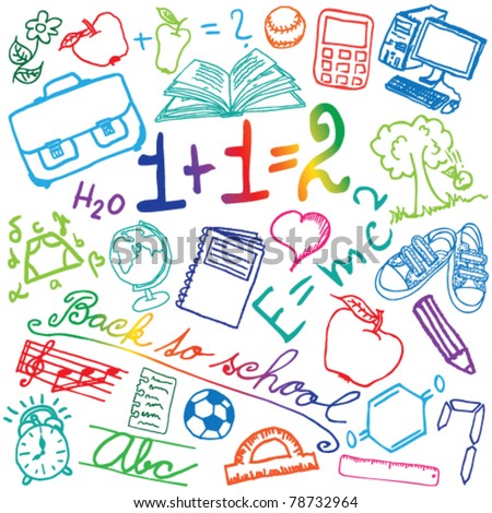 Set of colored school symbols