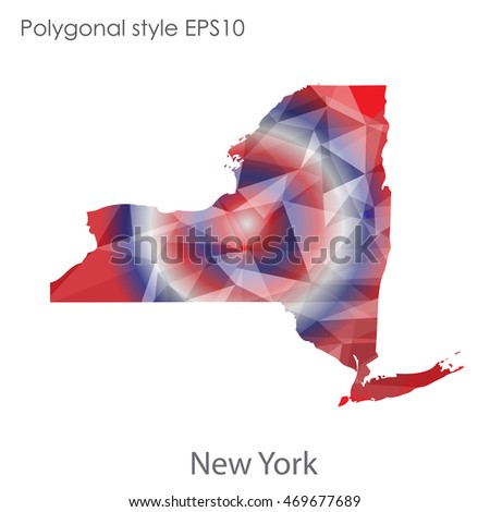 New York state map in geometric polygonal style.Abstract gems triangle,modern design background. Vector illustration EPS10