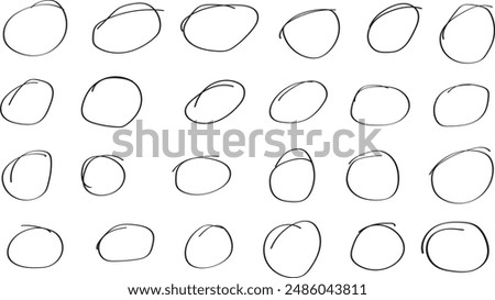  simple black color thin handmade a set of round circle collection vector set a collection of black and white images with a line of circles and circles