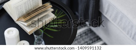 Similar – Image, Stock Photo an open book lies on a table