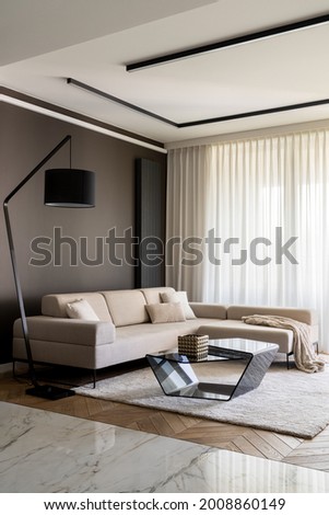 Similar – Image, Stock Photo Lamp behind curtain light