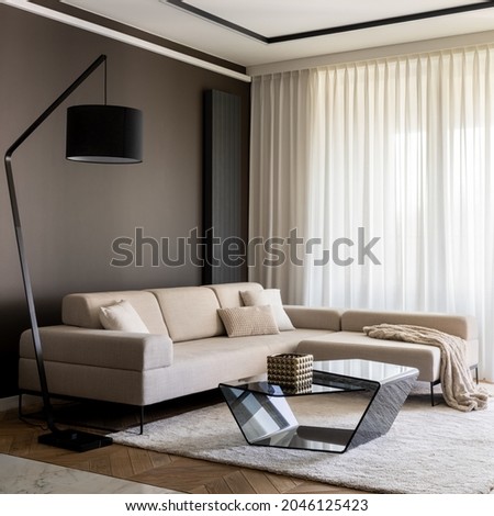 Similar – Image, Stock Photo Lamp behind curtain light