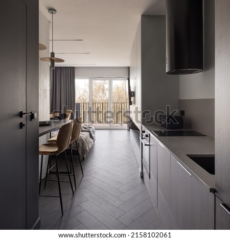 Similar – Image, Stock Photo Kitchenette Window Curtain