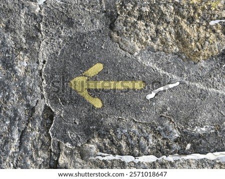 Similar – Image, Stock Photo yellow arrow painted on the metallic fence